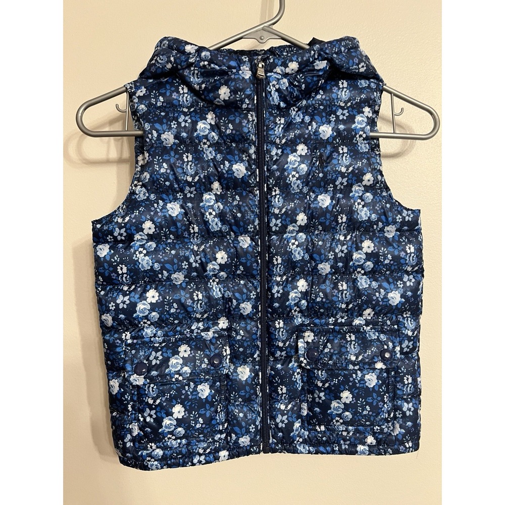 Polo Ralph Lauren Girls 6x Hooded Puffer Vest Floral